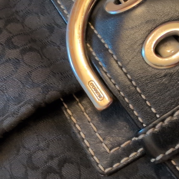 Coach Coach 3628 Vintage Soho Shoulder Bag Black Canvas Leather Monogram - Picture 10 of 14